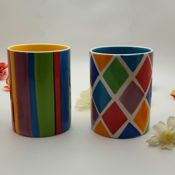 Whittard of Chelsea handpainted geometric design, two tea cups - Picture 4 of 8